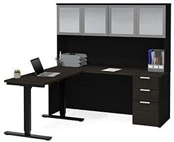 Bes Adjustable L-Shaped Desk With Hutch