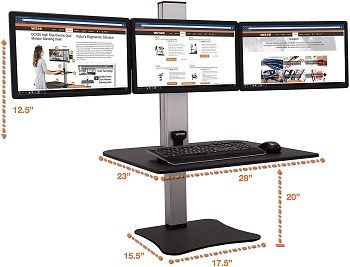 Victor DC475 Electric Triple Monitor Standing Desk Conver